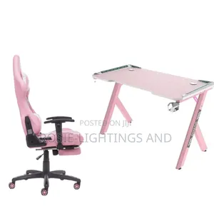 Furgle Gaming Costume Home Office Chair Gaming Desk(Pink)