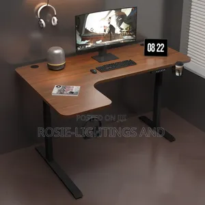 New Modern Lshaped Adjustable Electric Desk(Walnut Top)