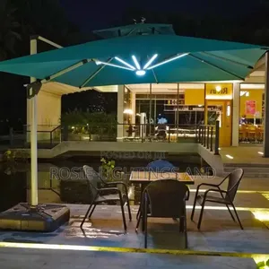 Offset Cantilever Garden Led Patio Solar Umebrella - Green