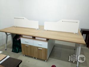 4 Man Wood Workstation With Metal Legs