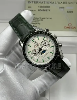 Original Omega Co-Axial Green Genuine Leather Strap Watch