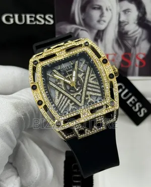 Original Guess Mechanical Black Rubber Strap Watch in Store
