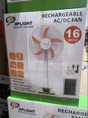 16” Rechargeable Standing Fan With Solar Panels Dp-5916h