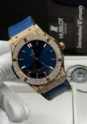 Original Hublot Blue Genuine Leather Strap Watch in Store