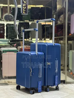 2 Set Hard Rubber Travel Luggage – 24 & 20 Inches Blue Color