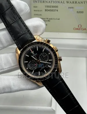 Original Omega Black Genuine Leather Strap Watch