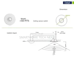 Ceiling Motion Sensor – Recessed For Pop/Pvc Ceilings
