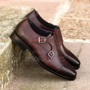 Brown and Black Monk Strap Shoes