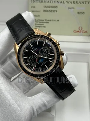Original Omega Black Dial Genuine Leather Strap Watch