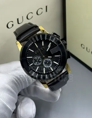 Original Gucci Black Dial Genuine Leather Strap Watch