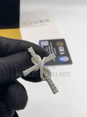 925 Sterling Moissanite Rope Cross Tennis Chain Necklace