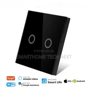 Smart Wifi Wall Switch – 2 Gang Black