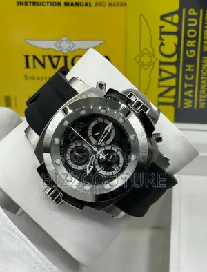 Original Invicta Chronograph, Black Rubber Strap Watch