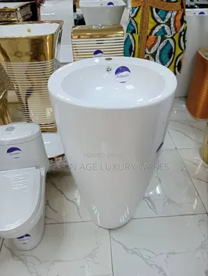 Oval Shaped White Standing Basin