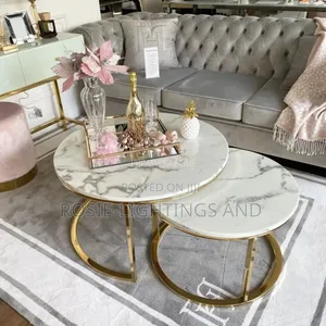 1 + 1 Marble Center Table With Gold Frame