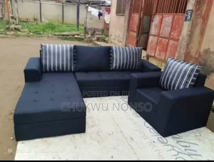 L-Shaped Fabric Sofa With a Single