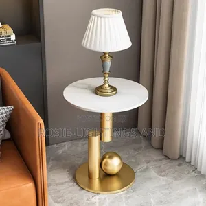 Modern Gold White Marble Round Living Room Side Stool
