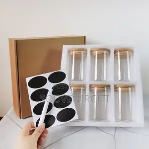 6pcs Glass Storage Jar Set With Bamboo Lid