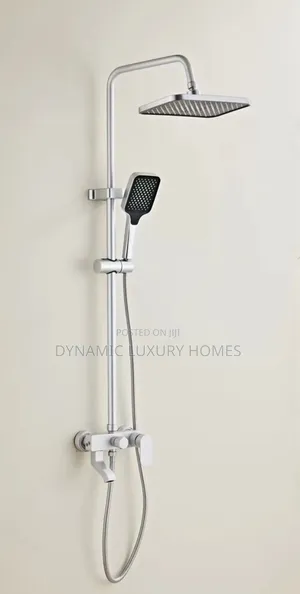 Original White Standing Shower Mixer, Hot and Cold