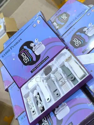 S1000 Pro Max 10 in 1 Set Smartwatch With Earphone 7 Straps