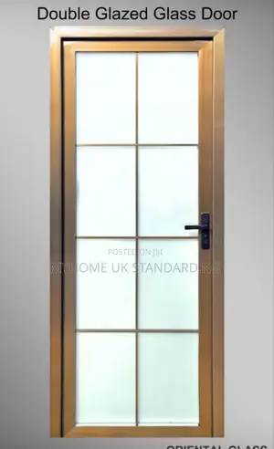 Aluminium Bathroom/Toilet Door (Glass Gold Frame)