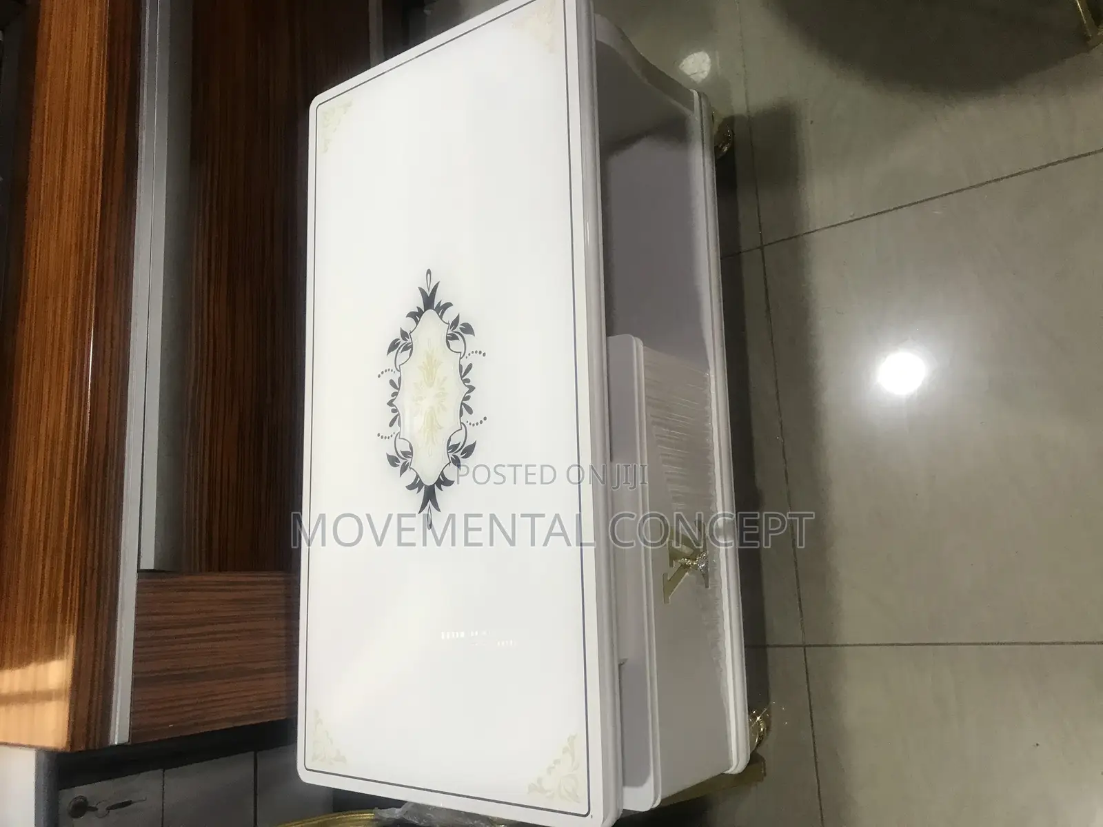 White Tempered Glass Top Center Table