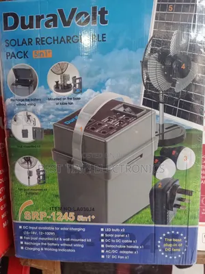 Duravolt 5in1 With 12" Fan Solar Rechargeable Pack