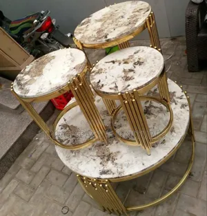 Marble Top Center Table With 3 Side Stools