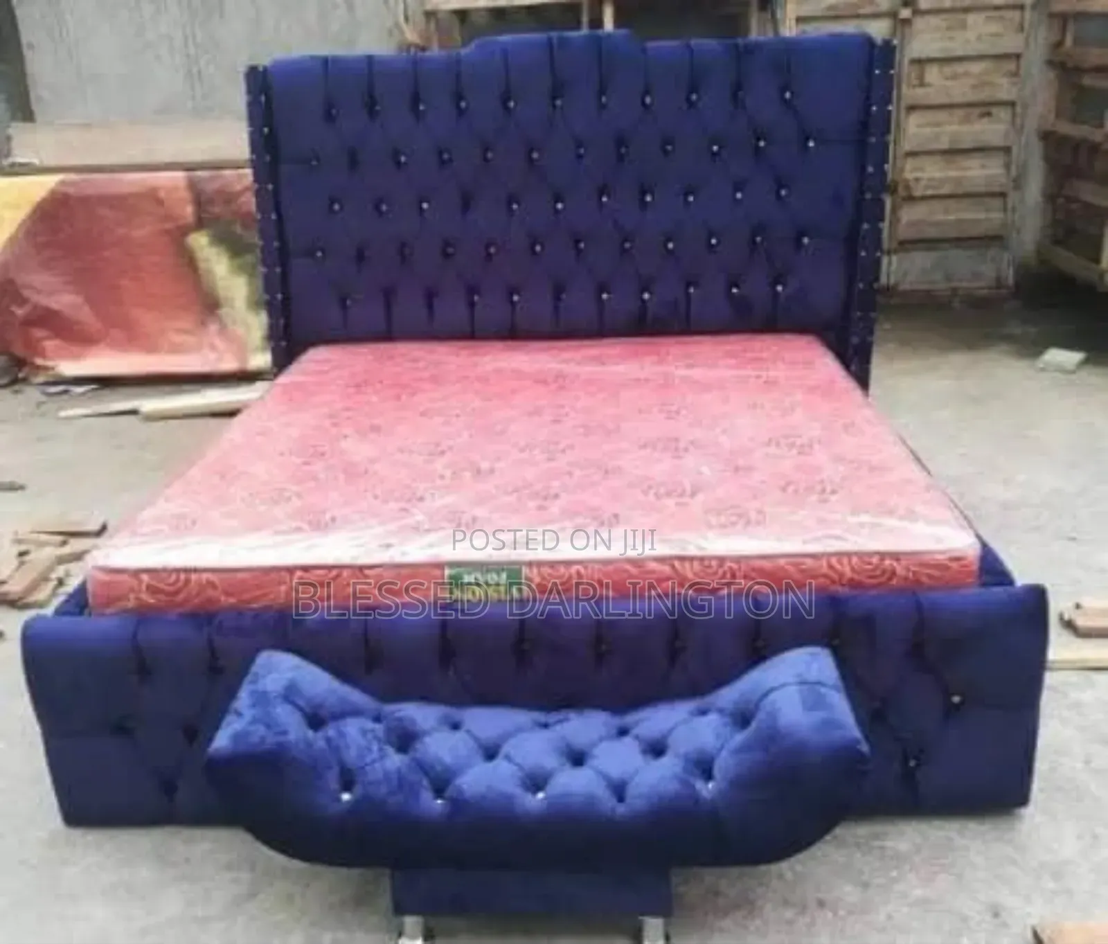 Sharp Navy 6x6 Standard Bed+ Ottoman