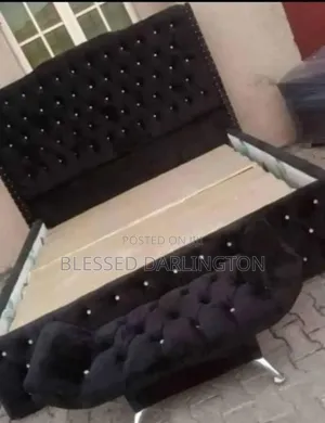 Pure All Black Sharp 6/6 Paded Bed Frame