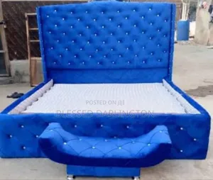 Complete Set Blue Paded Bed Frame
