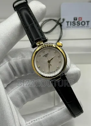 Original Tissot Woman's Black Genuine Leather Strap Watch