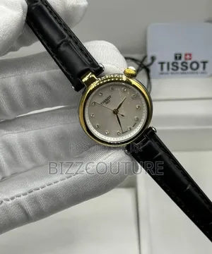 Original Tissot Women's Black Genuine Leather Strap Watch