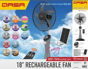 Qasa 18”Rechargeable Fan With Solar Panel