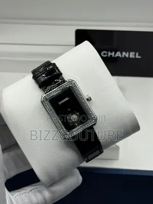 Original Chanel Black Genuine Leather Strap Watch