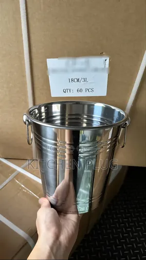 Stainless Steel Ice Bucket, 3-Liter Bucket With Handle