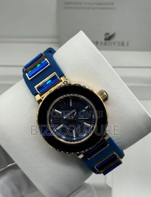 Original Swarovski Blue Rubber Strap, Calendar Watch