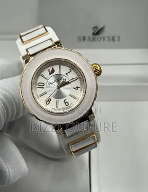 Original Swarovski White Rubber Strap, Calendar Watch