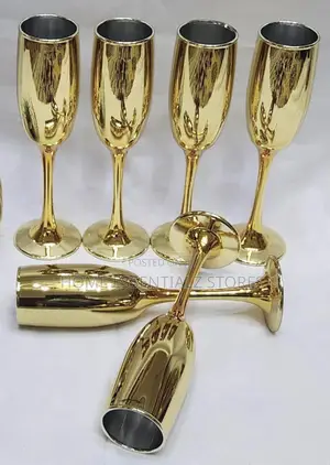 Gold Electroplated Champagne Glass - 6 Pieces Set