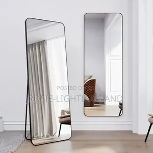 Full Body Dressing Mirror and Stand Behind - Black