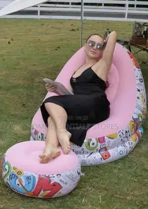 Picnic Home Inflatable Sofa With Leg Rest and Manual Pump