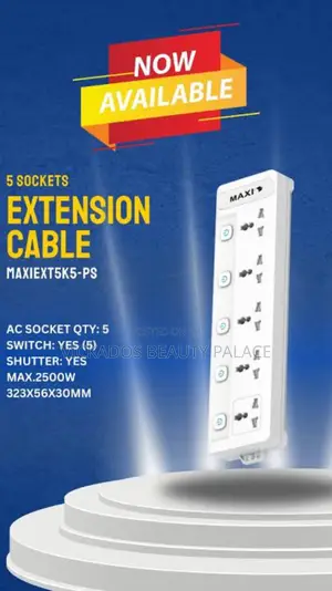 Maxi 5 Socket Power Extension Cord With Usb Port