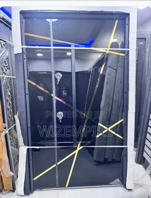 Main Entrance Black Luxury Turkey Doors Gold Stripes