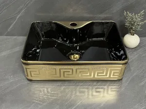 Black and Gold Versace Countertop Basin