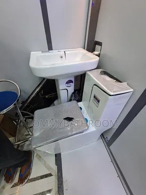 White and Black Line Water Closet