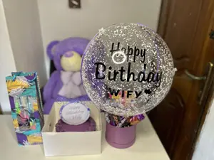 Balloon Treats Box, Teddy Bear, Cake and Wine Package