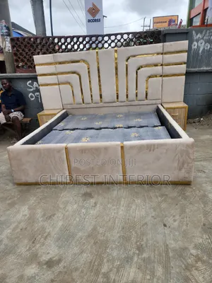 Cream Coloured Upholstery Padded 6by6 Bed Stand.