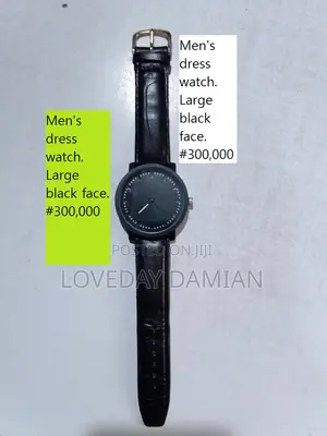Men's Dress Watch. Large Black Face.