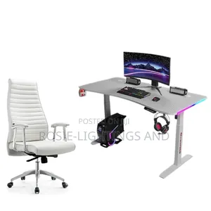 Electric Adjustable Desk With Side RGB Light With Chair