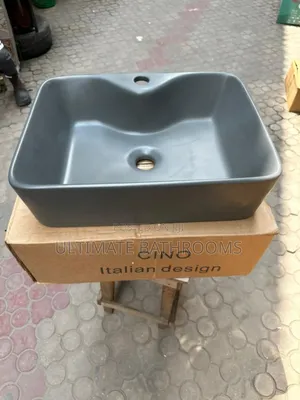 Grey Rectangular Counter Top Washing Hand Basin